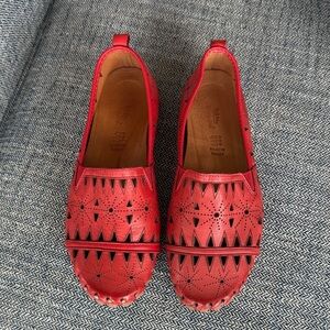 Spring Step Red Perforated Women's Flats